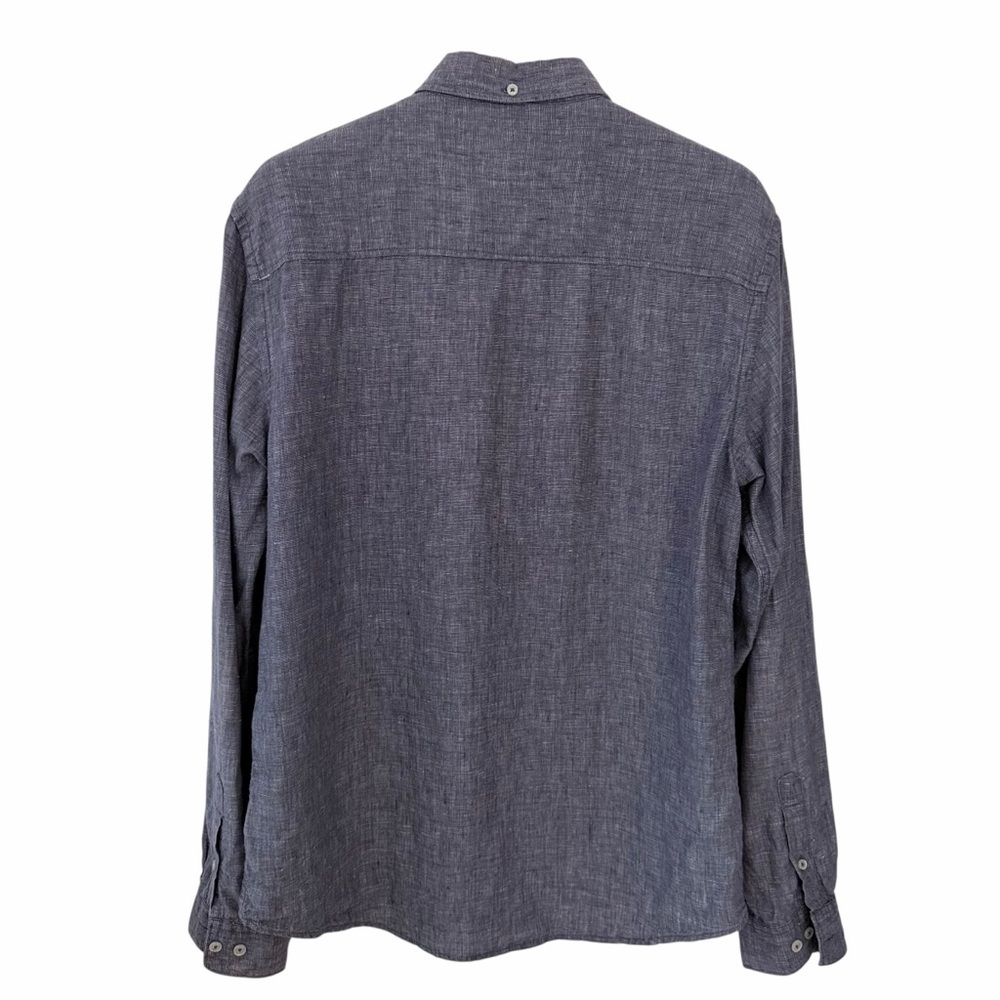 SIMONS LE 31 Grey Premium Linen Button Down Shirt Casual Long Sleeve g/l - Picture 5 of 13